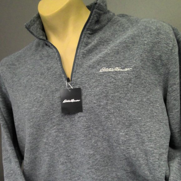 NEW Eddie Bauer Mr. LS Fast Fleece 1/4 Zip Hoodie Gray Men's Large NWT - Picture 2 of 8